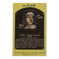 Al Barlick Signed Hall Of Fame Plaque Postcard (JSA) at PristineAuction.com