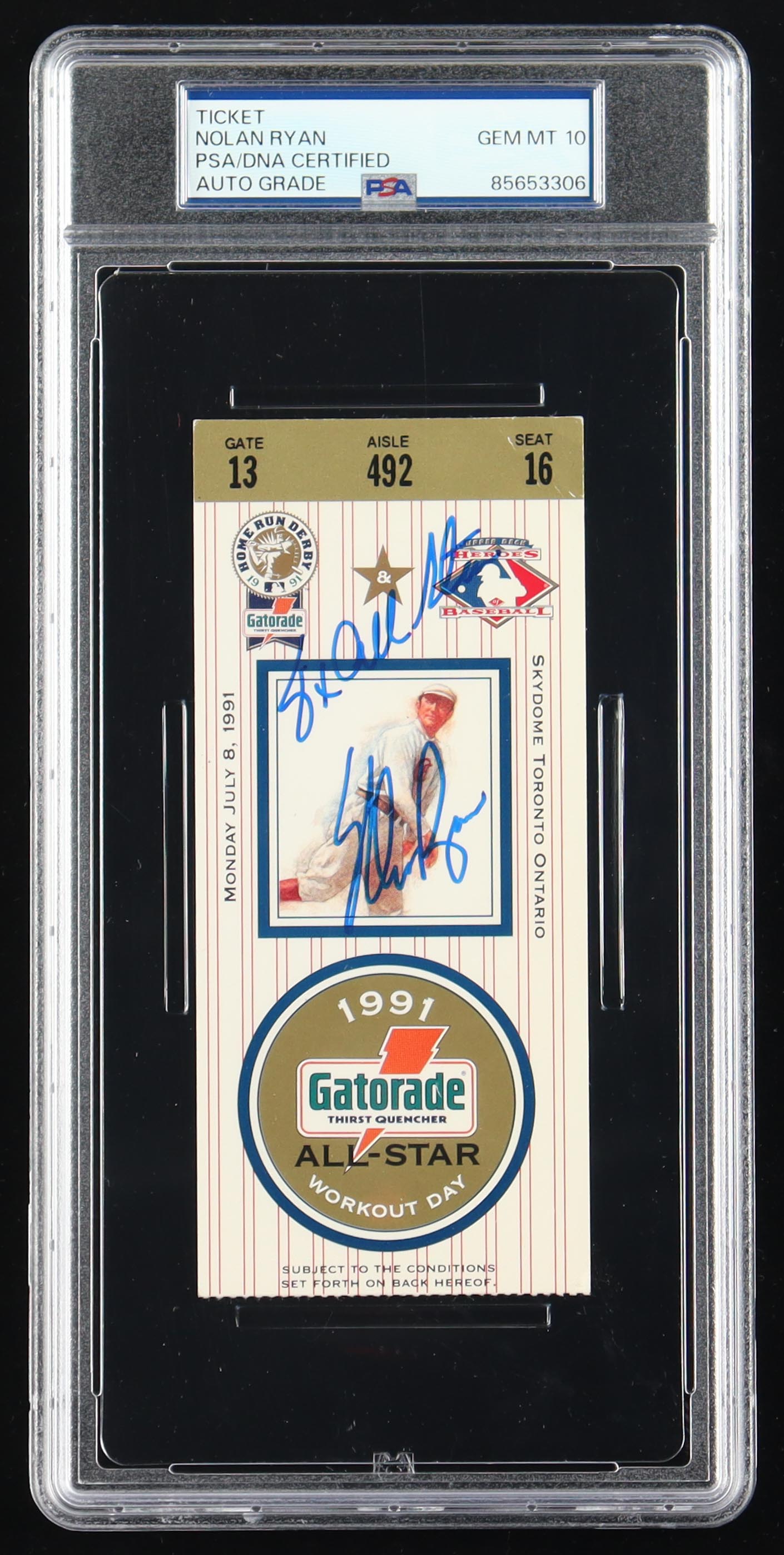 Nolan Ryan Signed 1991 All-Star Game Ticket Inscribed "8x All-Star" (PSA Auto 10) at PristineAuction.com Nolan Ryan Signed 1991 All-Star Game Ticket Inscribed "8x All-Star" (PSA Auto 10) at PristineAuction.com