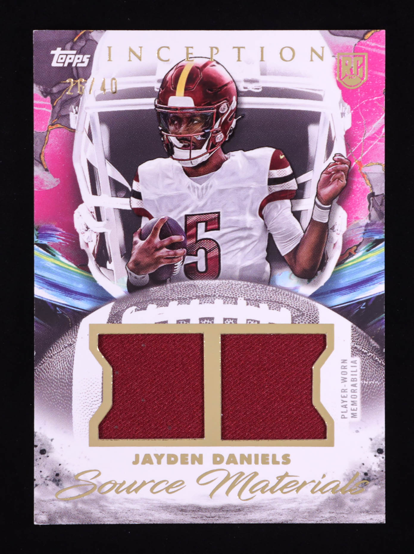 Jayden Daniels 2024 Topps Inception Dual Source Materials #SMJD #26/40 RC at PristineAuction.com Jayden Daniels 2024 Topps Inception Dual Source Materials #SMJD #26/40 RC at PristineAuction.com