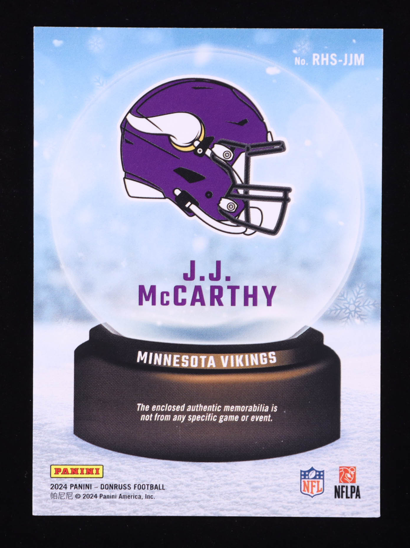 J.J. McCarthy 2024 Donruss Rookie Holiday Sweater #27 RC at PristineAuction.com J.J. McCarthy 2024 Donruss Rookie Holiday Sweater #27 RC at PristineAuction.com