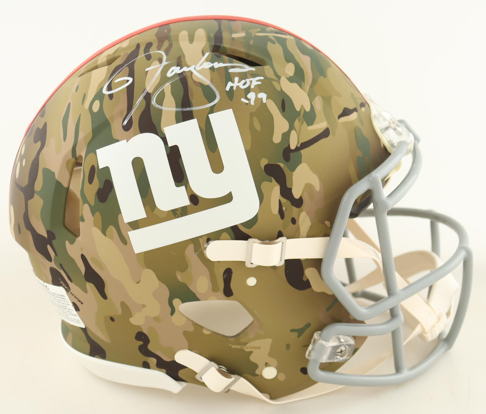 Lawrence Taylor Signed Giants Full-Size Authentic On-Field Camo Alternate Speed Helmet Inscribed "HOF 99" (Beckett) at PristineAuction.com Lawrence Taylor Signed Giants Full-Size Authentic On-Field Camo Alternate Speed Helmet Inscribed "HOF 99" (Beckett) at PristineAuction.com