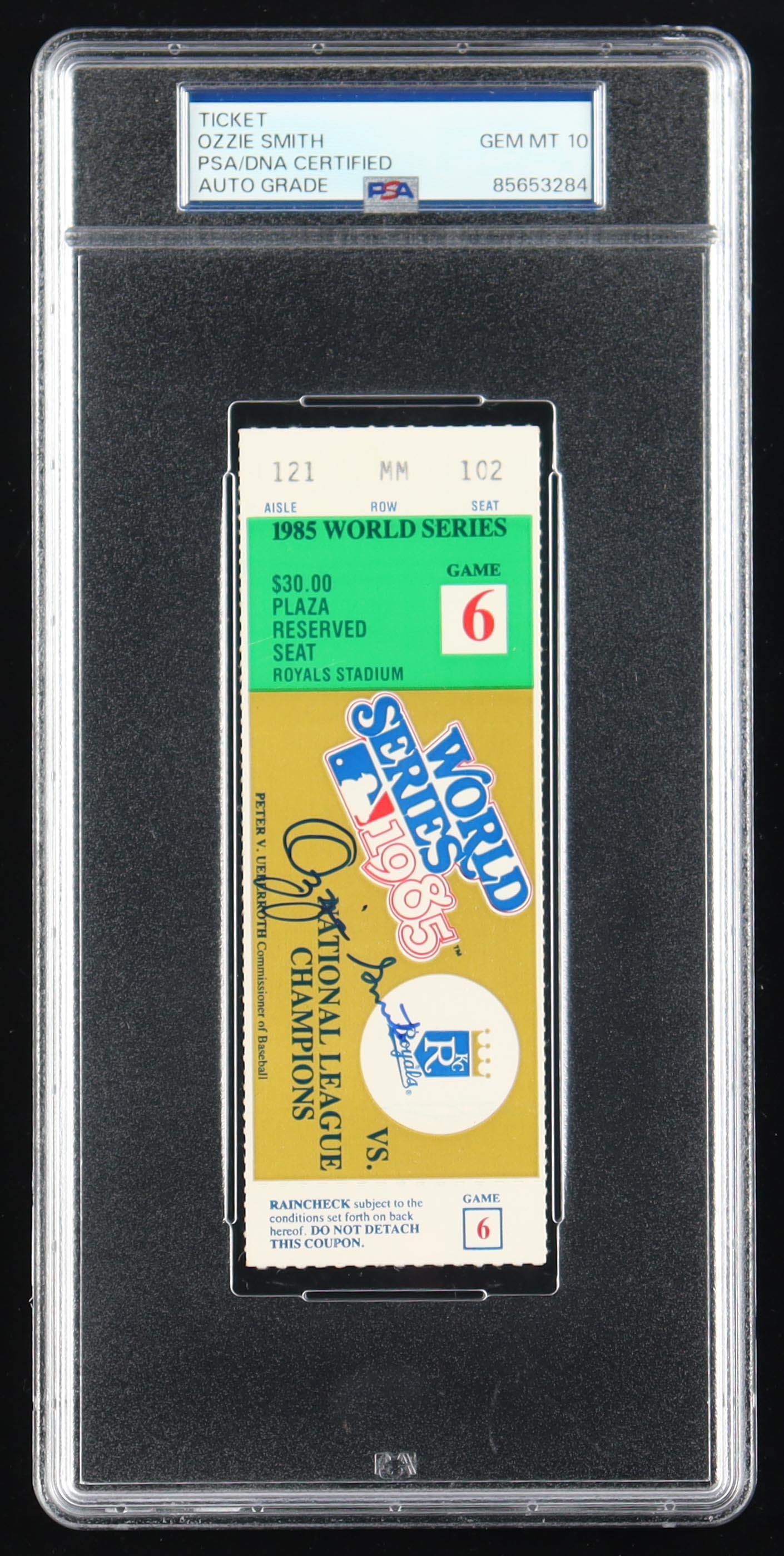 Ozzie Smith Signed 1985 World Series Game Ticket (PSA Auto 10) at PristineAuction.com Ozzie Smith Signed 1985 World Series Game Ticket (PSA Auto 10) at PristineAuction.com