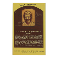 Bucky Harris Signed Hall Of Fame Plaque Postcard (JSA) at PristineAuction.com