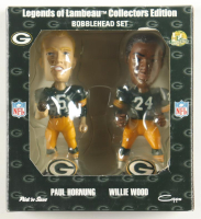 Paul Hornung & Willie Wood Packers Bobblehead Set of (2) Lambeau Field with Original Box at PristineAuction.com