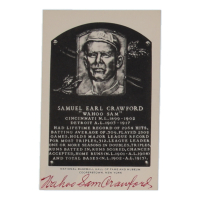 Wahoo Sam Crawford Twice-Signed Hall Of Fame Plaque Postcard with Inscription (Beckett & JSA) at PristineAuction.com