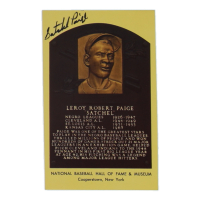Satchel Paige Signed Hall Of Fame Plaque Postcard (JSA) at PristineAuction.com
