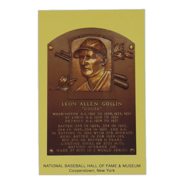 Goose Goslin Signed Cut on Hall Of Fame Plaque Postcard (JSA) at PristineAuction.com Goose Goslin Signed Cut on Hall Of Fame Plaque Postcard (JSA) at PristineAuction.com