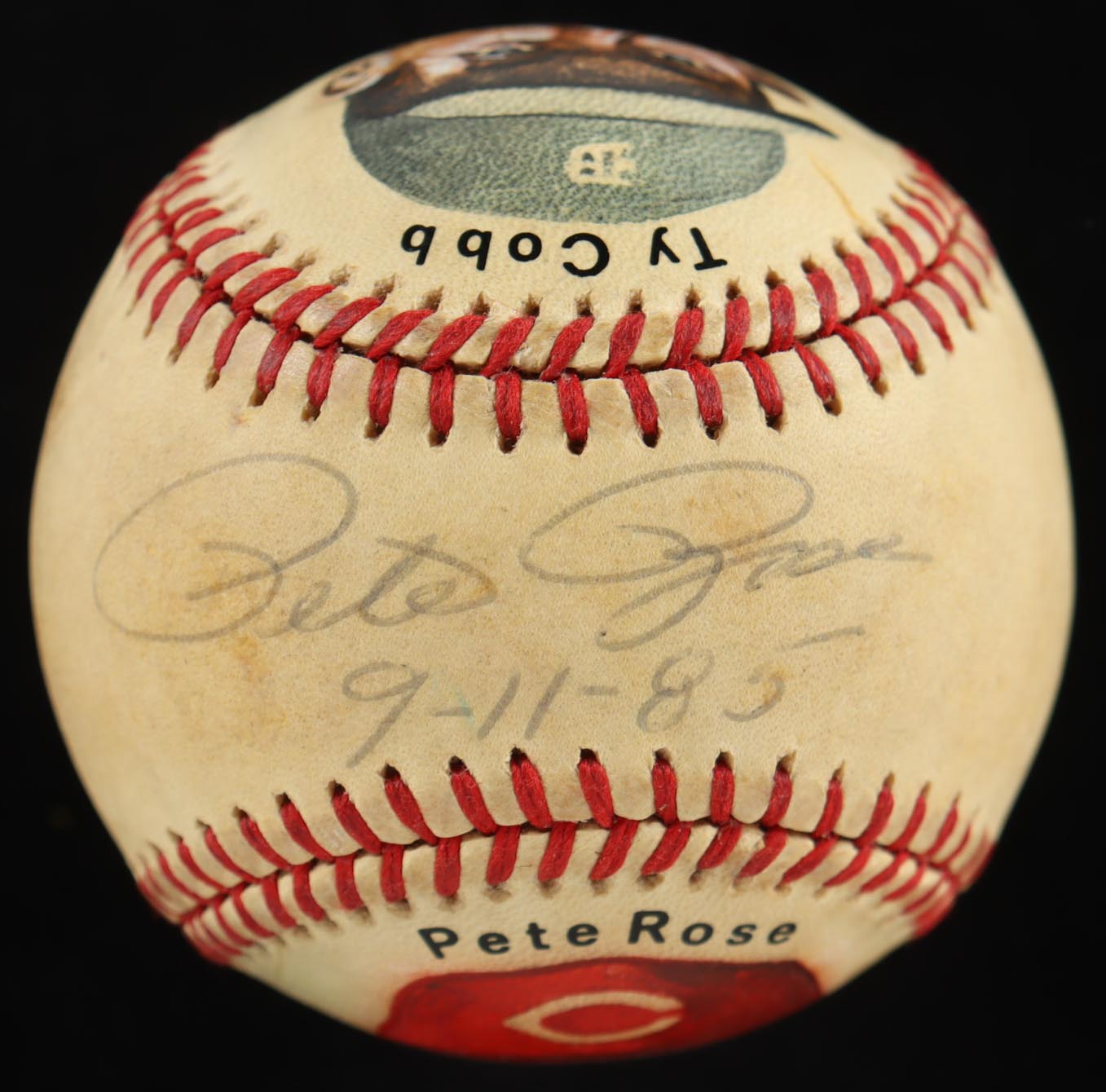 Pete Rose Signed Hand-Painted ONL Baseball with Display Case Inscribed "9-11-85" (PSA) at PristineAuction.com Pete Rose Signed Hand-Painted ONL Baseball with Display Case Inscribed "9-11-85" (PSA) at PristineAuction.com