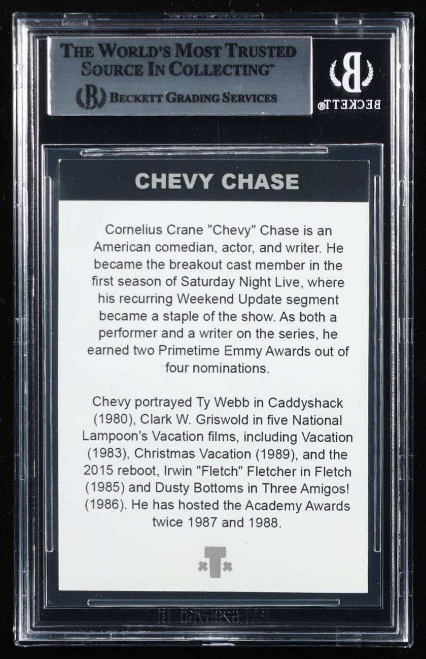 Chevy Chase Signed Caddyshack / Fletch / Christmas Vacation / Three Amigos Custom Trading Card (BGS) at PristineAuction.com Chevy Chase Signed Caddyshack / Fletch / Christmas Vacation / Three Amigos Custom Trading Card (BGS) at PristineAuction.com