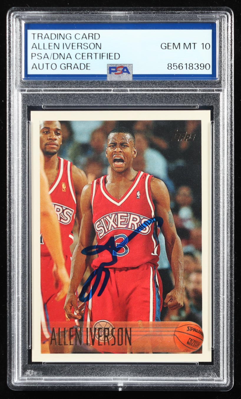 Allen Iverson Signed 1996-97 Topps #171 RC (PSA | Auto 10 ) at PristineAuction.com Allen Iverson Signed 1996-97 Topps #171 RC (PSA | Auto 10 ) at PristineAuction.com