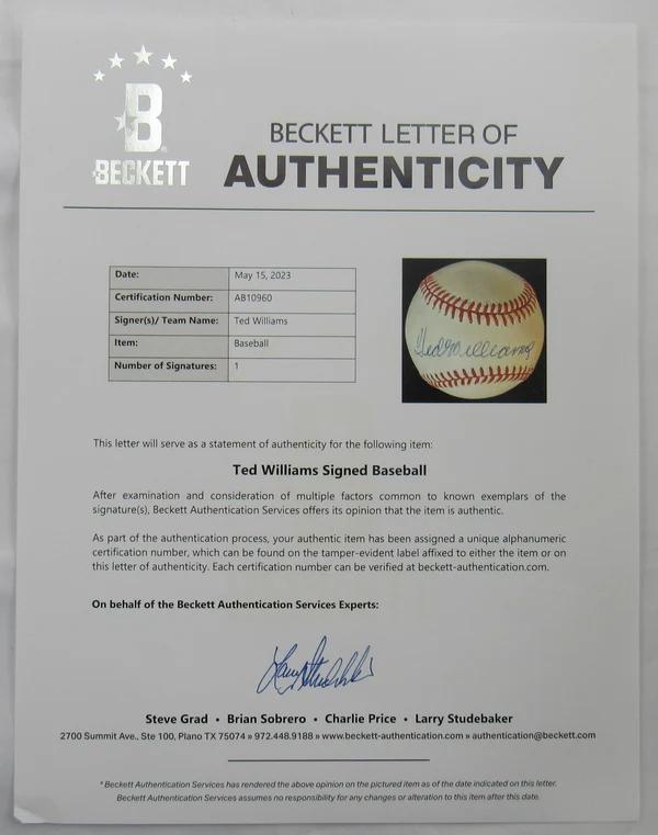 Ted Williams Signed OAL Baseball (Beckett) at PristineAuction.com Ted Williams Signed OAL Baseball (Beckett) at PristineAuction.com