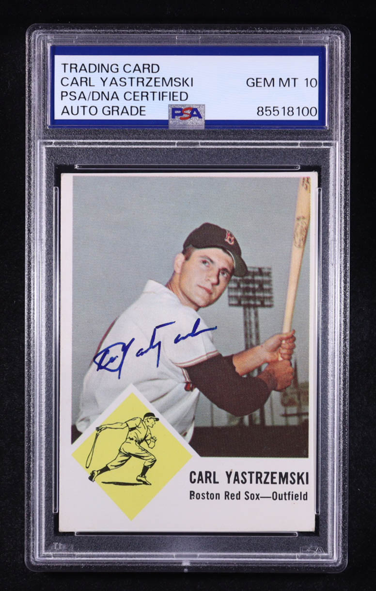 Carl Yastrzemski Signed 1963 Fleer #8 (PSA | Auto 10) at PristineAuction.com Carl Yastrzemski Signed 1963 Fleer #8 (PSA | Auto 10) at PristineAuction.com