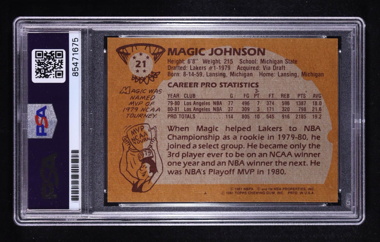Magic Johnson Signed 1981-82 Topps #21 (PSA | Autograph Grade 10) at PristineAuction.com Magic Johnson Signed 1981-82 Topps #21 (PSA | Autograph Grade 10) at PristineAuction.com