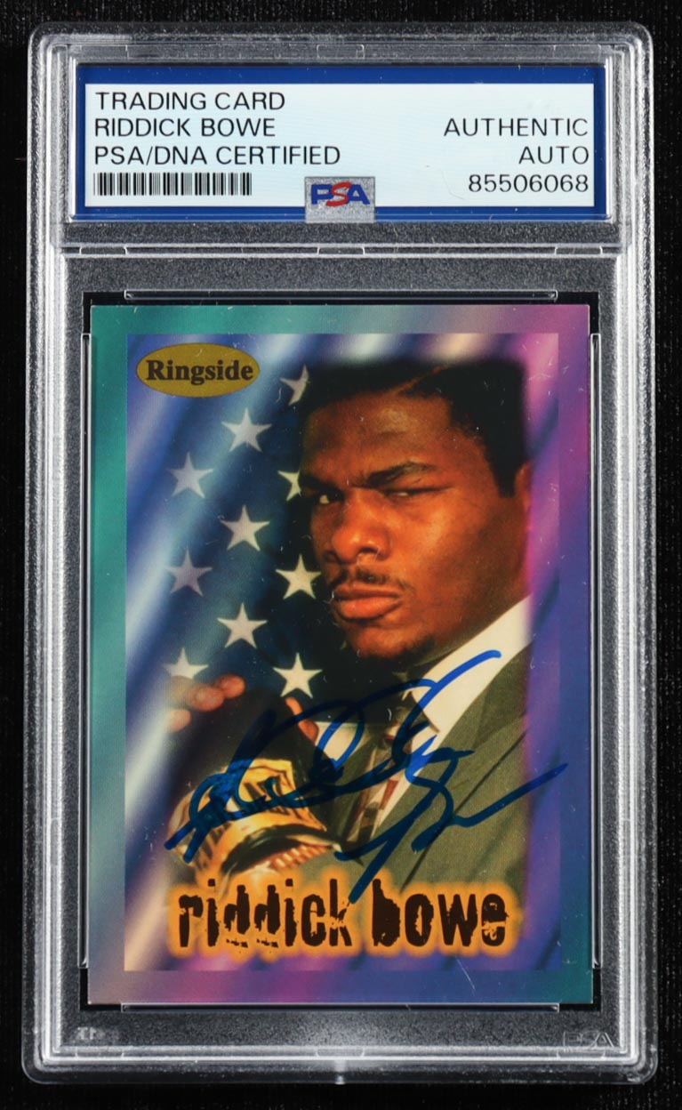 Riddick Bowe Signed 1996 Ringside Trading Cards #2 (PSA) at PristineAuction.com Riddick Bowe Signed 1996 Ringside Trading Cards #2 (PSA) at PristineAuction.com