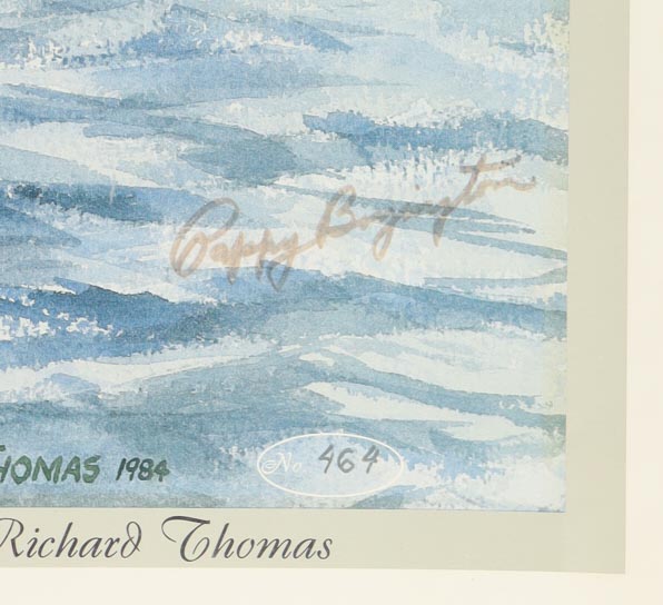 Pappy Boyington Signed Chance Vought Corsair F4U-1 Lithograph (AIV) WWII Ace at PristineAuction.com Pappy Boyington Signed Chance Vought Corsair F4U-1 Lithograph (AIV) WWII Ace at PristineAuction.com