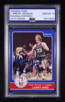 Larry Bird & Magic Johnson Signed 1984 Star Larry Bird #15 / 1984 FT Percentage Leader (PSA | Auto Grade 10) at PristineAuction.com