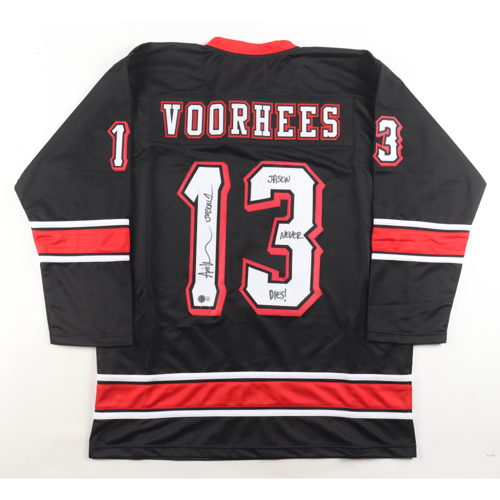 Ari Lehman Signed Jersey Inscribed "Jason 1" & "Jason Never Dies!" (Beckett) at PristineAuction.com