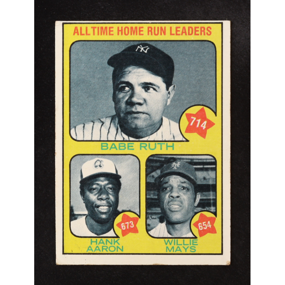 Babe Ruth / Hank Aaron / Willie Mays 1973 Topps All-Time Home Run Leaders #1 at PristineAuction.com