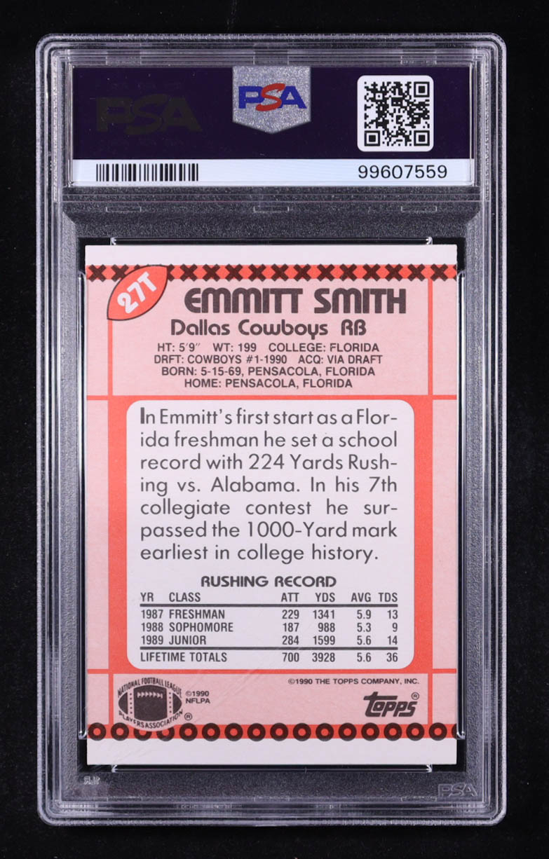 Emmitt Smith 1990 Topps Traded #27T RC (PSA 8) at PristineAuction.com Emmitt Smith 1990 Topps Traded #27T RC (PSA 8) at PristineAuction.com