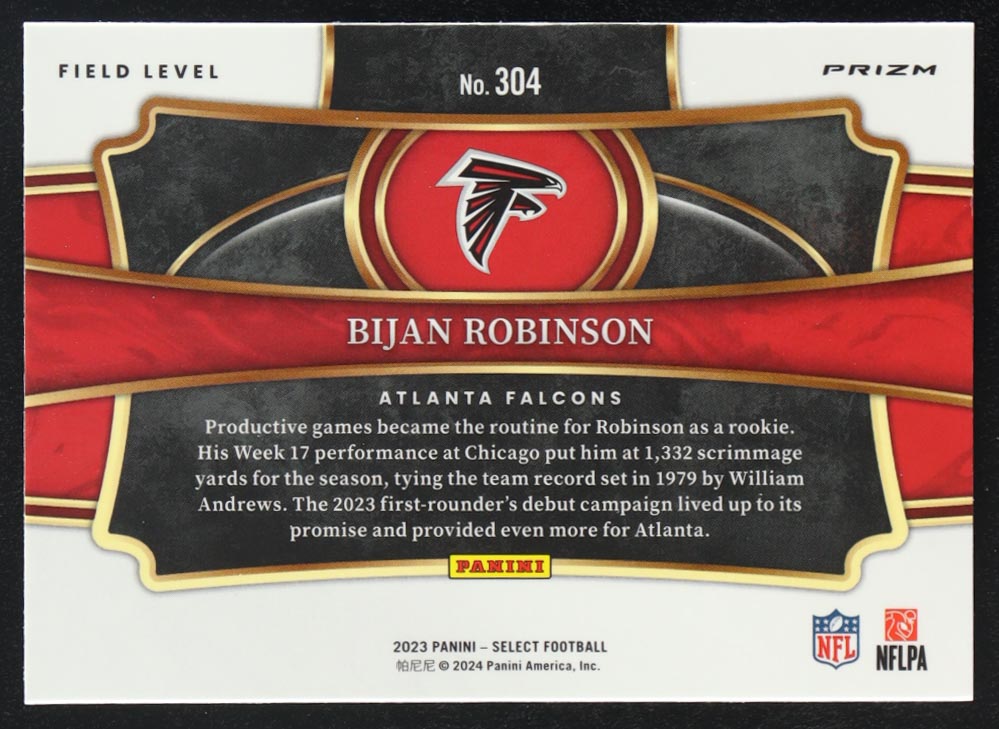 Bijan Robinson 2023 Select Silver Prizms #304 RC at PristineAuction.com Bijan Robinson 2023 Select Silver Prizms #304 RC at PristineAuction.com