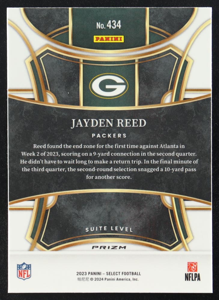 Jayden Reed 2023 Select Silver Prizms #434 RC at PristineAuction.com Jayden Reed 2023 Select Silver Prizms #434 RC at PristineAuction.com