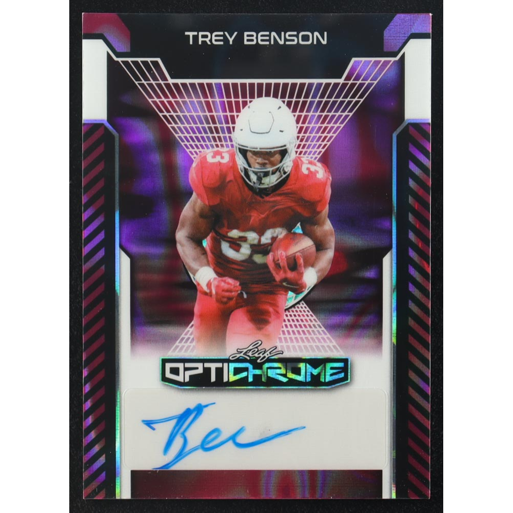 Trey Benson 2025 Leaf Optichrome Autographs Pink Wave #BATB1 #5/8 at PristineAuction.com