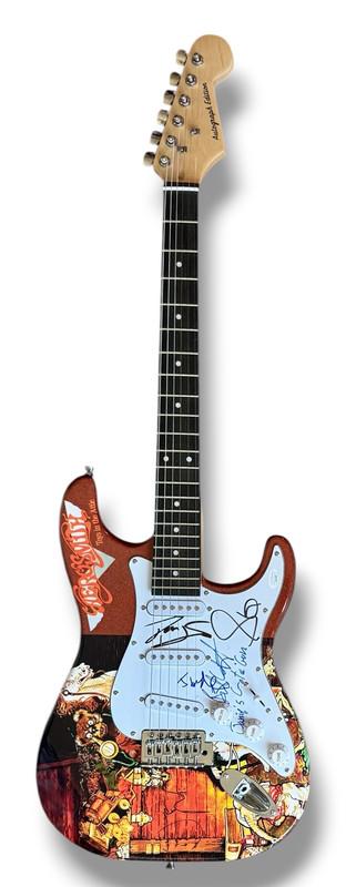Aerosmith Custom Stratocaster Guitar Band-Signed By (5) with Steven Tyler, Joe Perry, Brad Whitford, Tom Hamilton & Joey Kramer (JSA) at PristineAuction.com Aerosmith Custom Stratocaster Guitar Band-Signed By (5) with Steven Tyler, Joe Perry, Brad Whitford, Tom Hamilton & Joey Kramer (JSA) at PristineAuction.com