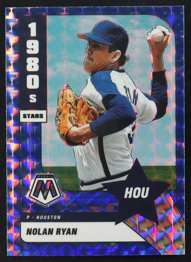 Nolan Ryan 2022 Panini Mosaic Mosaic Blue Camo 80s #290 at PristineAuction.com Nolan Ryan 2022 Panini Mosaic Mosaic Blue Camo 80s #290 at PristineAuction.com