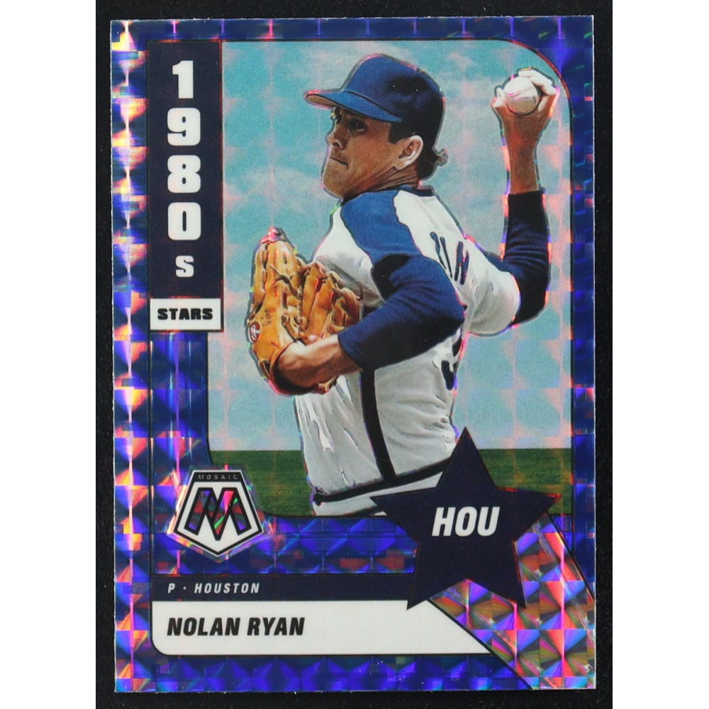 Nolan Ryan 2022 Panini Mosaic Mosaic Blue Camo 80s #290 at PristineAuction.com