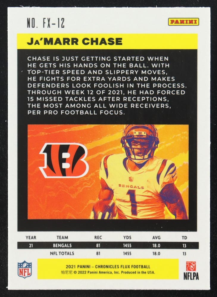 Ja'Marr Chase 2021 Panini Chronicles Flux Rookies #12 RC at PristineAuction.com Ja'Marr Chase 2021 Panini Chronicles Flux Rookies #12 RC at PristineAuction.com