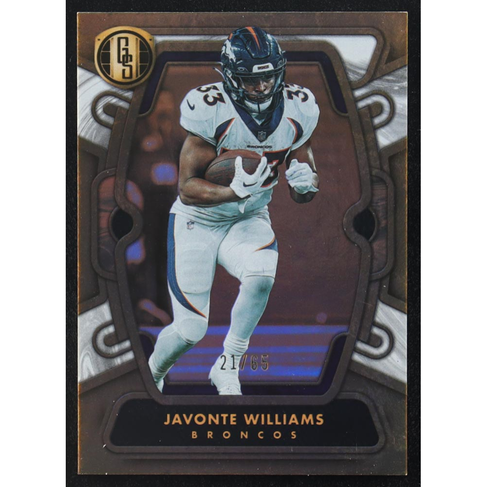 Javonte Williams 2024 Panini Gold Standard White Gold #28 #21/65 at PristineAuction.com