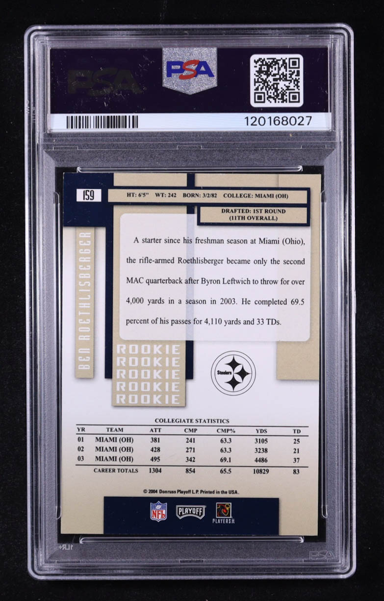 Ben Roethlisberger 2004 Playoff Prestige #159 RC (PSA Authentic) at PristineAuction.com Ben Roethlisberger 2004 Playoff Prestige #159 RC (PSA Authentic) at PristineAuction.com