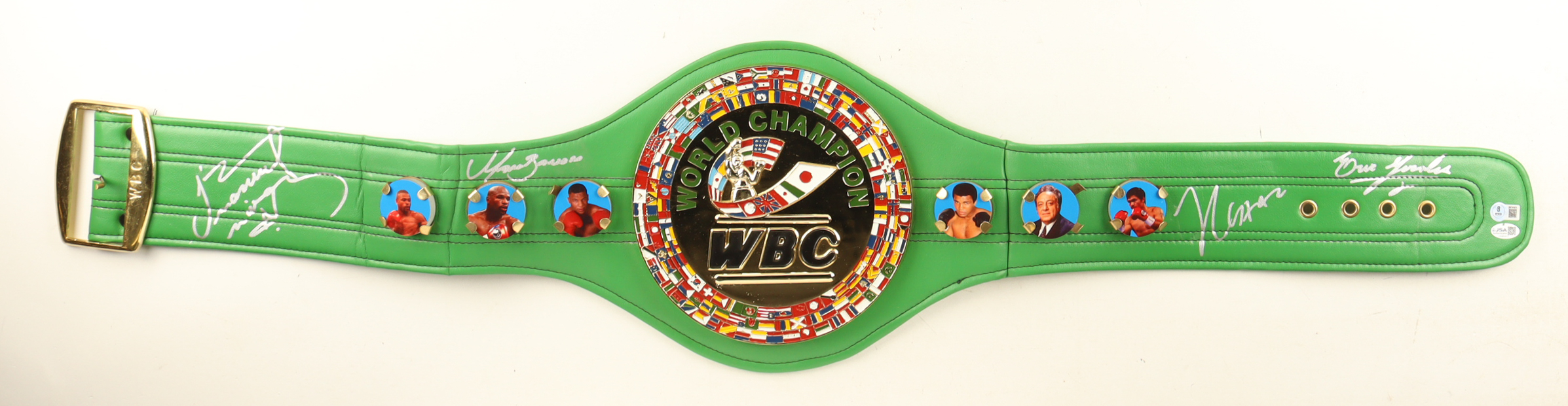 "The Kings of Mexico" WBC Full-Size Championship Belt Signed By (4) with Julio Cesar Chavez, Erik Morales, Marco Antonio Barrera, & Juan Manuel Marquez (Beckett & JSA) at PristineAuction.com "The Kings of Mexico" WBC Full-Size Championship Belt Signed By (4) with Julio Cesar Chavez, Erik Morales, Marco Antonio Barrera, & Juan Manuel Marquez (Beckett & JSA) at PristineAuction.com