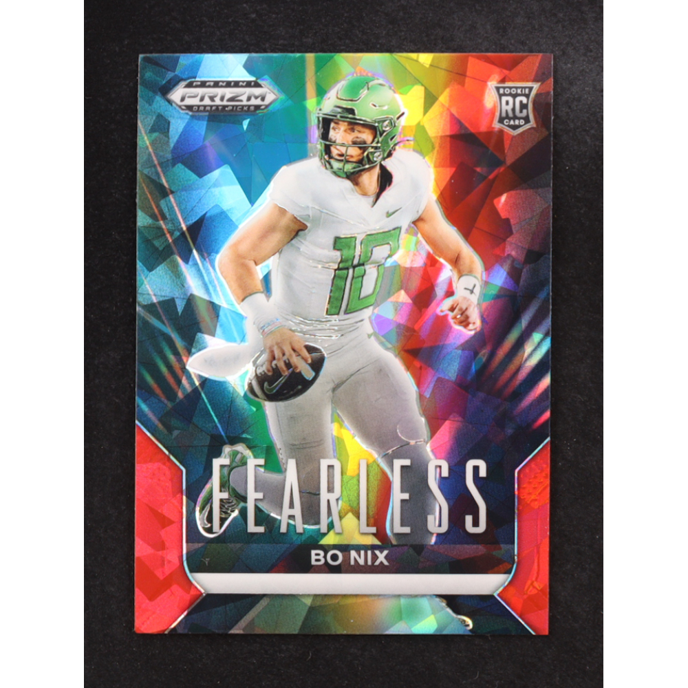 Bo Nix 2024 Panini Prizm Draft Picks Fearless Red Ice #3 RC at PristineAuction.com
