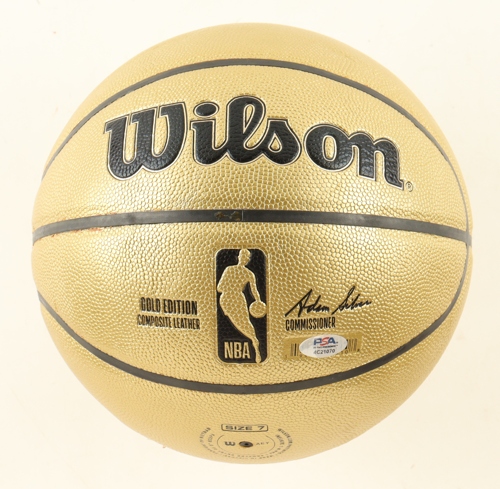 Larry Bird Signed NBA Gold Edition Basketball With Display Stand (PSA) at PristineAuction.com Larry Bird Signed NBA Gold Edition Basketball With Display Stand (PSA) at PristineAuction.com