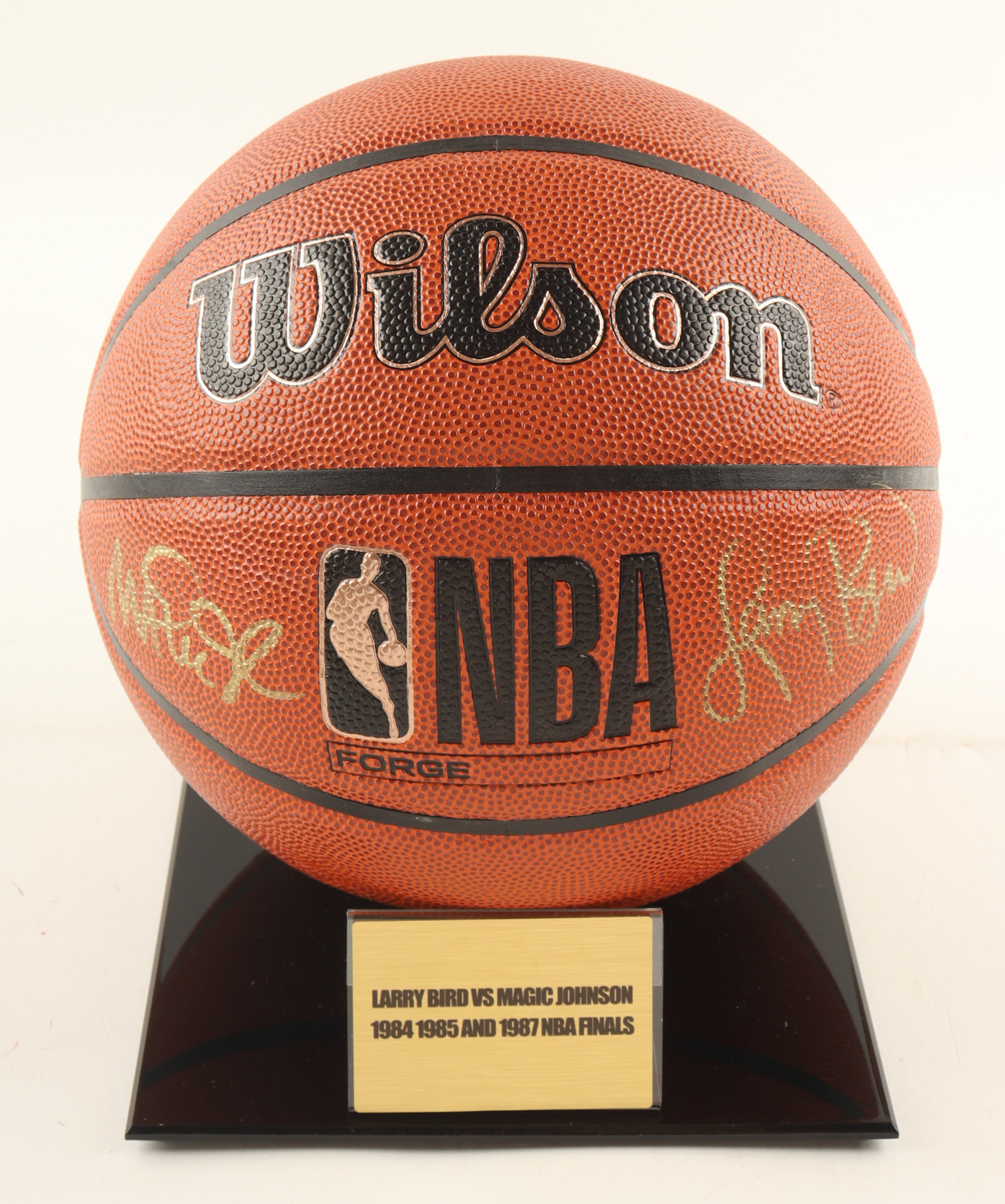 Magic Johnson & Larry Bird Signed NBA Basketball with Stand (PSA & Beckett) at PristineAuction.com Magic Johnson & Larry Bird Signed NBA Basketball with Stand (PSA & Beckett) at PristineAuction.com