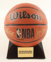 Magic Johnson & Larry Bird Signed NBA Basketball with Stand (PSA & Beckett) at PristineAuction.com