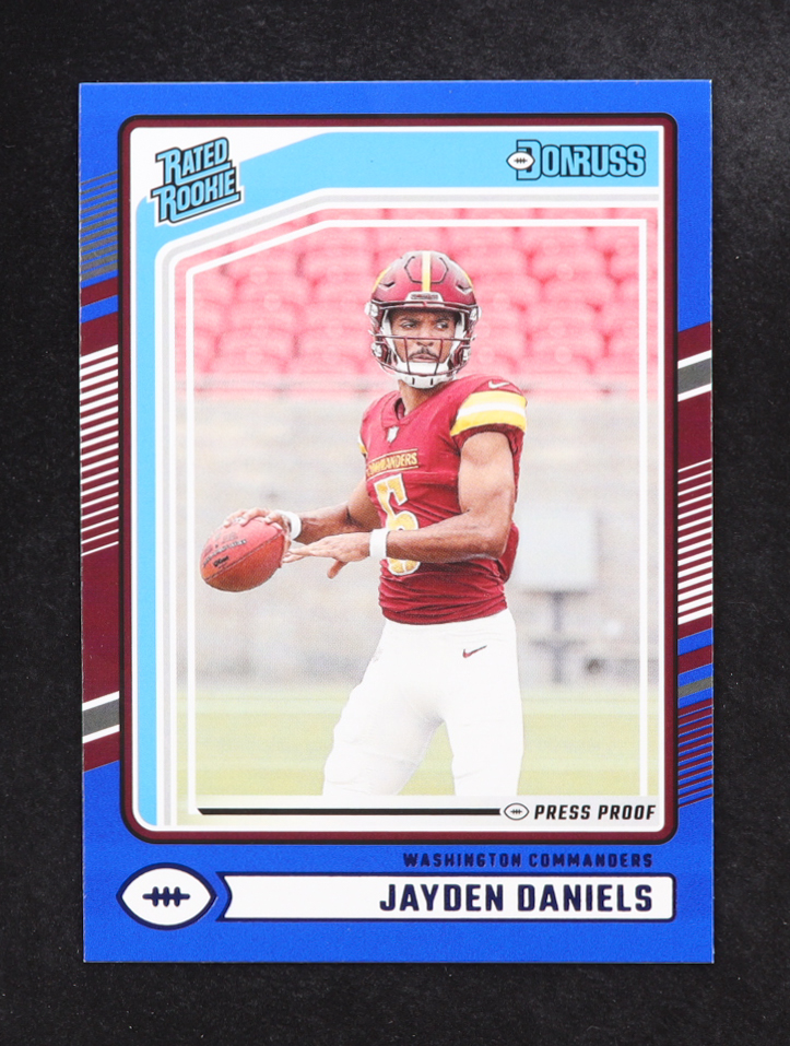 Jayden Daniels 2024 Donruss Press Proof Blue #389 RR RC at PristineAuction.com Jayden Daniels 2024 Donruss Press Proof Blue #389 RR RC at PristineAuction.com