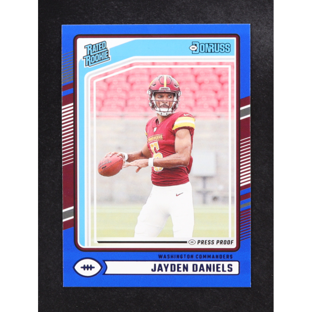 Jayden Daniels 2024 Donruss Press Proof Blue #389 RR RC at PristineAuction.com