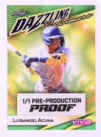 LuisAngel Acuna 2023 Leaf Vivid Dazzling Performers Green & Yellow Pre-Production Proof #1/1 at PristineAuction.com