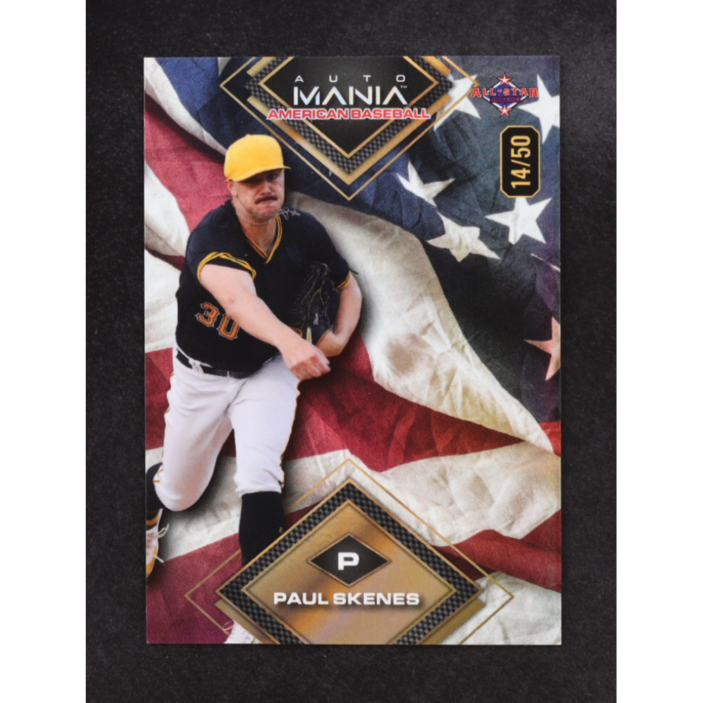 Paul Skenes 2024 Wild Card Automania American Baseball Prism Flag #AMADPS2 #14/50 RC at PristineAuction.com
