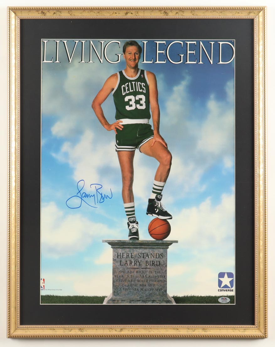 Larry Bird Signed "Living Legend" Vintage 1988 Converse Custom Framed In-Store Poster Display (PSA) at PristineAuction.com Larry Bird Signed "Living Legend" Vintage 1988 Converse Custom Framed In-Store Poster Display (PSA) at PristineAuction.com