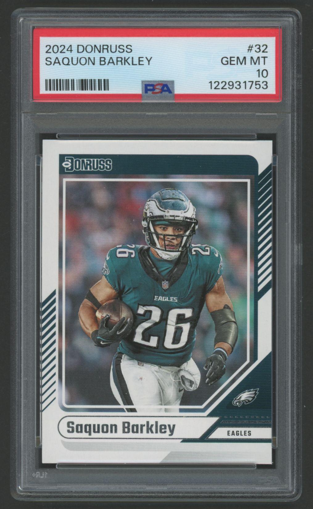 Saquon Barkley 2024 Donruss #32 (PSA 10) at PristineAuction.com Saquon Barkley 2024 Donruss #32 (PSA 10) at PristineAuction.com