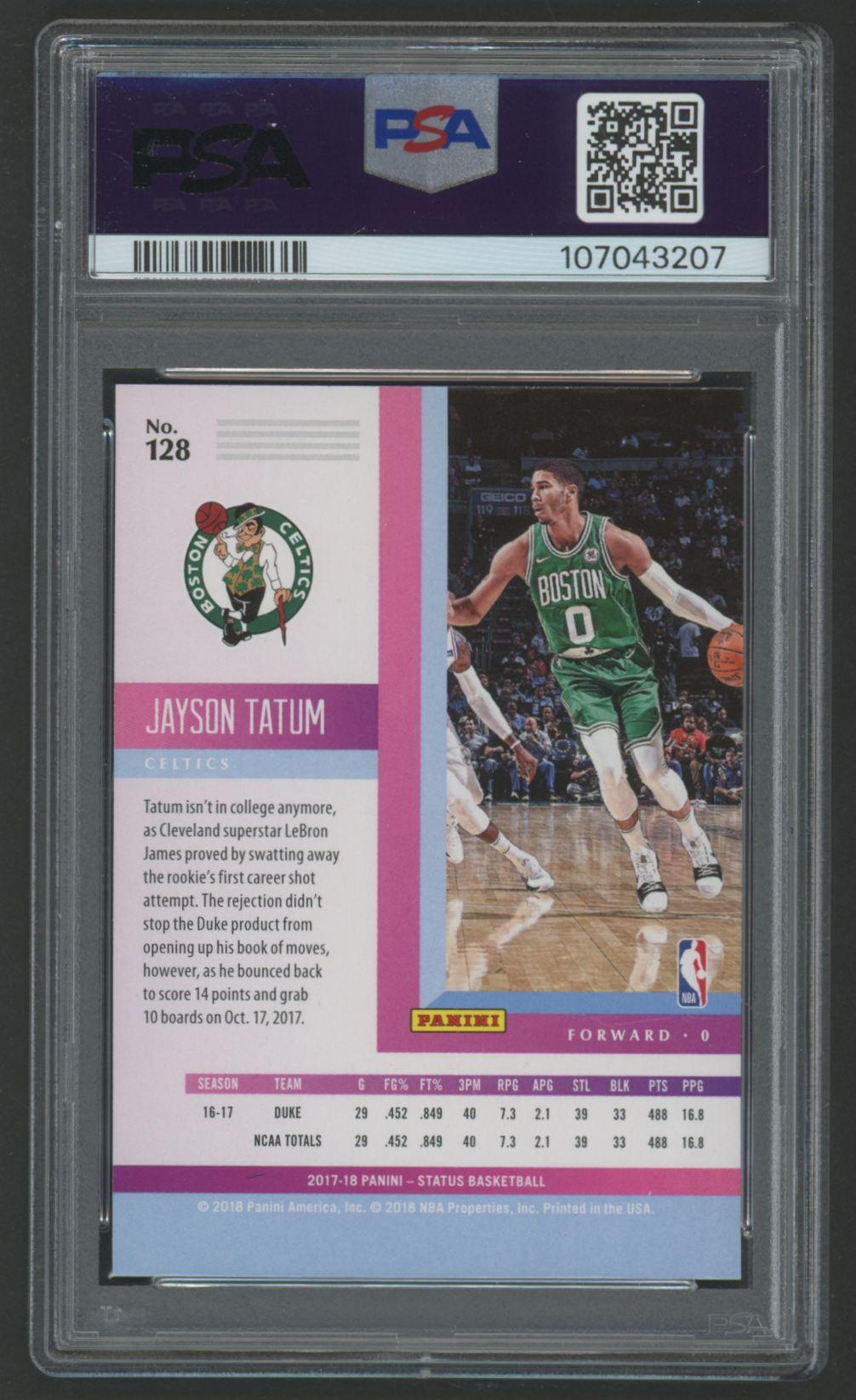 Jayson Tatum 2017-18 Panini Status Aqua #128 RC (PSA 10) at PristineAuction.com Jayson Tatum 2017-18 Panini Status Aqua #128 RC (PSA 10) at PristineAuction.com