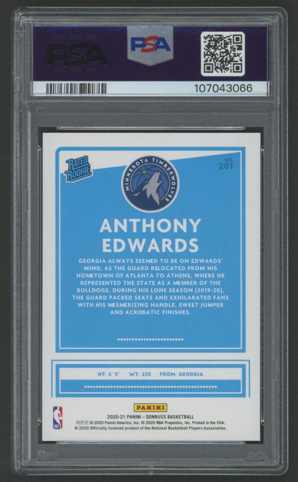 Anthony Edwards 2020 Donruss RR #201 RC (PSA 9) at PristineAuction.com Anthony Edwards 2020 Donruss RR #201 RC (PSA 9) at PristineAuction.com