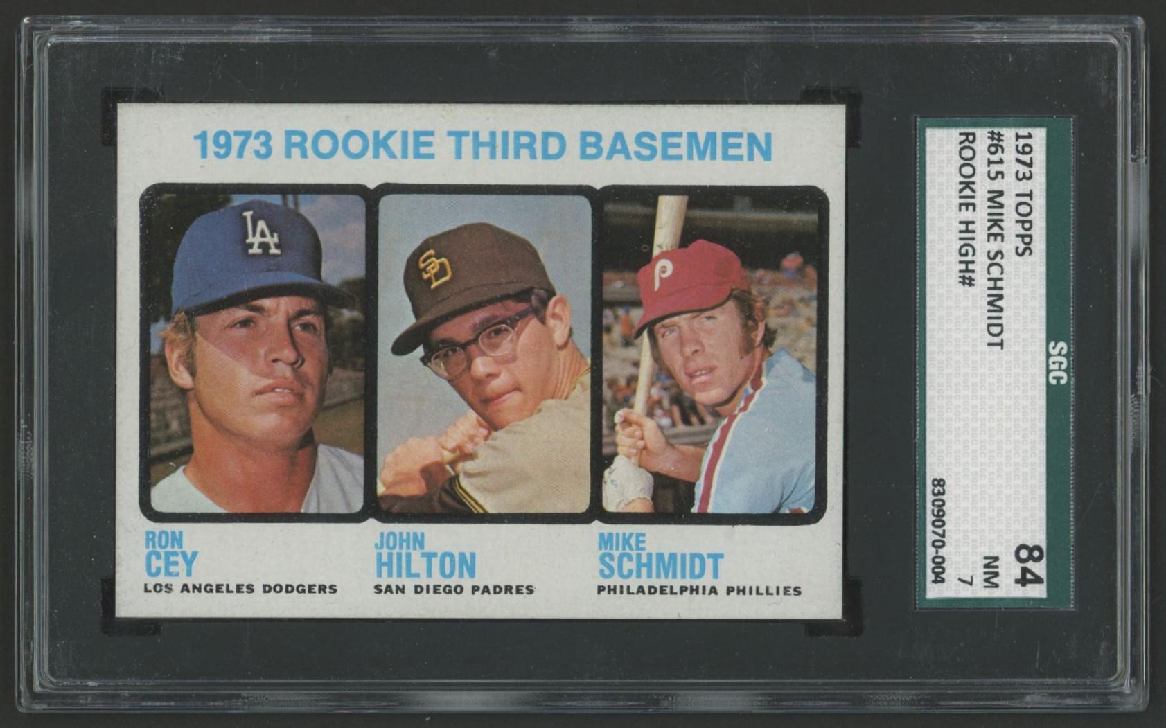 Ron Cey / John Hilton / Mike Schmidt 1973 Topps #615 Rookie Third Basemen RC (SGC 7) at PristineAuction.com Ron Cey / John Hilton / Mike Schmidt 1973 Topps #615 Rookie Third Basemen RC (SGC 7) at PristineAuction.com