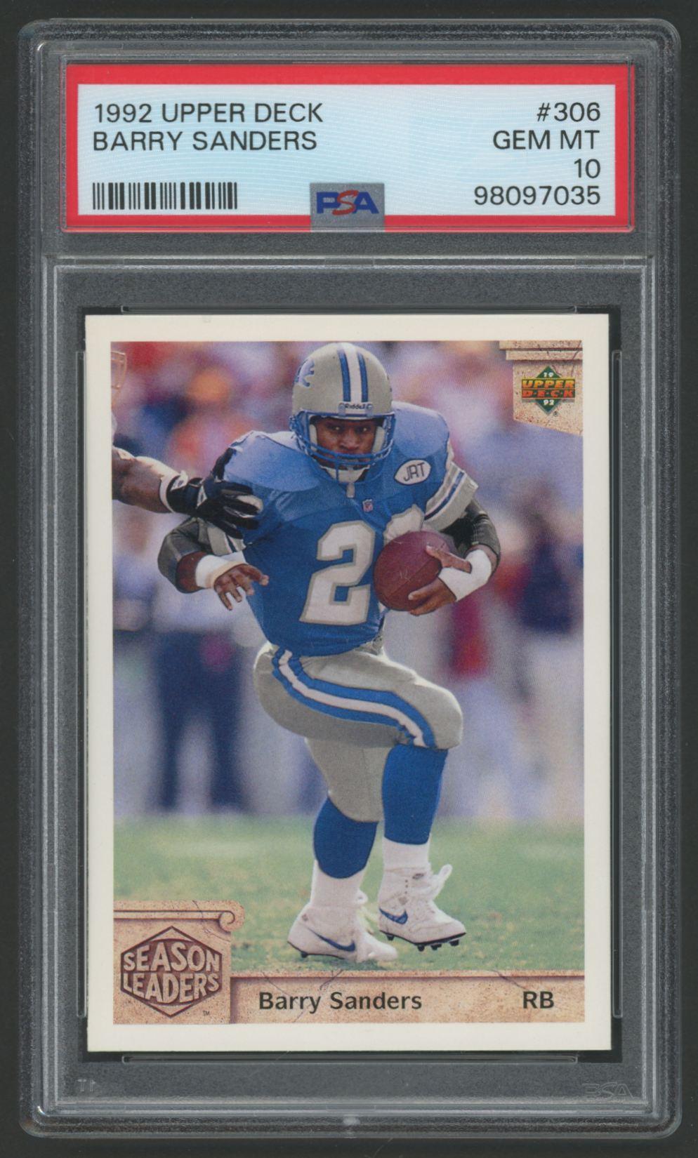 Barry Sanders 1992 Upper Deck #306 (PSA 10) at PristineAuction.com Barry Sanders 1992 Upper Deck #306 (PSA 10) at PristineAuction.com