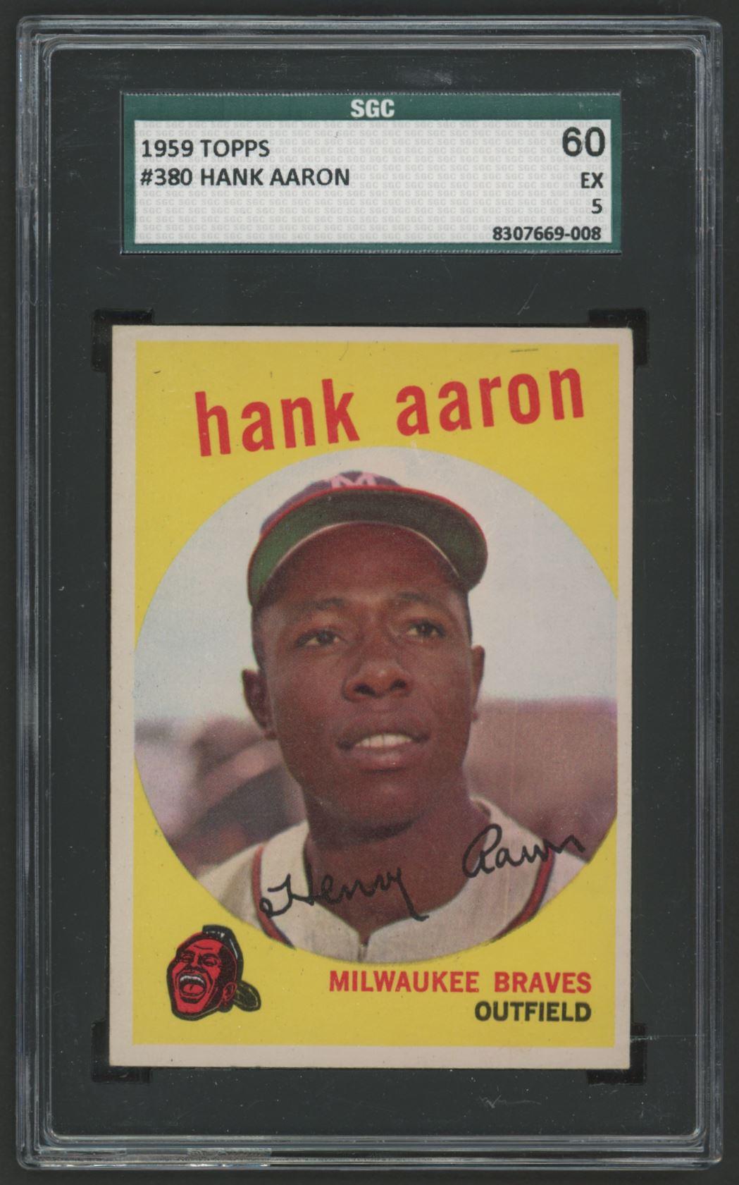 Hank Aaron 1959 Topps #380 (SGC 5) at PristineAuction.com Hank Aaron 1959 Topps #380 (SGC 5) at PristineAuction.com