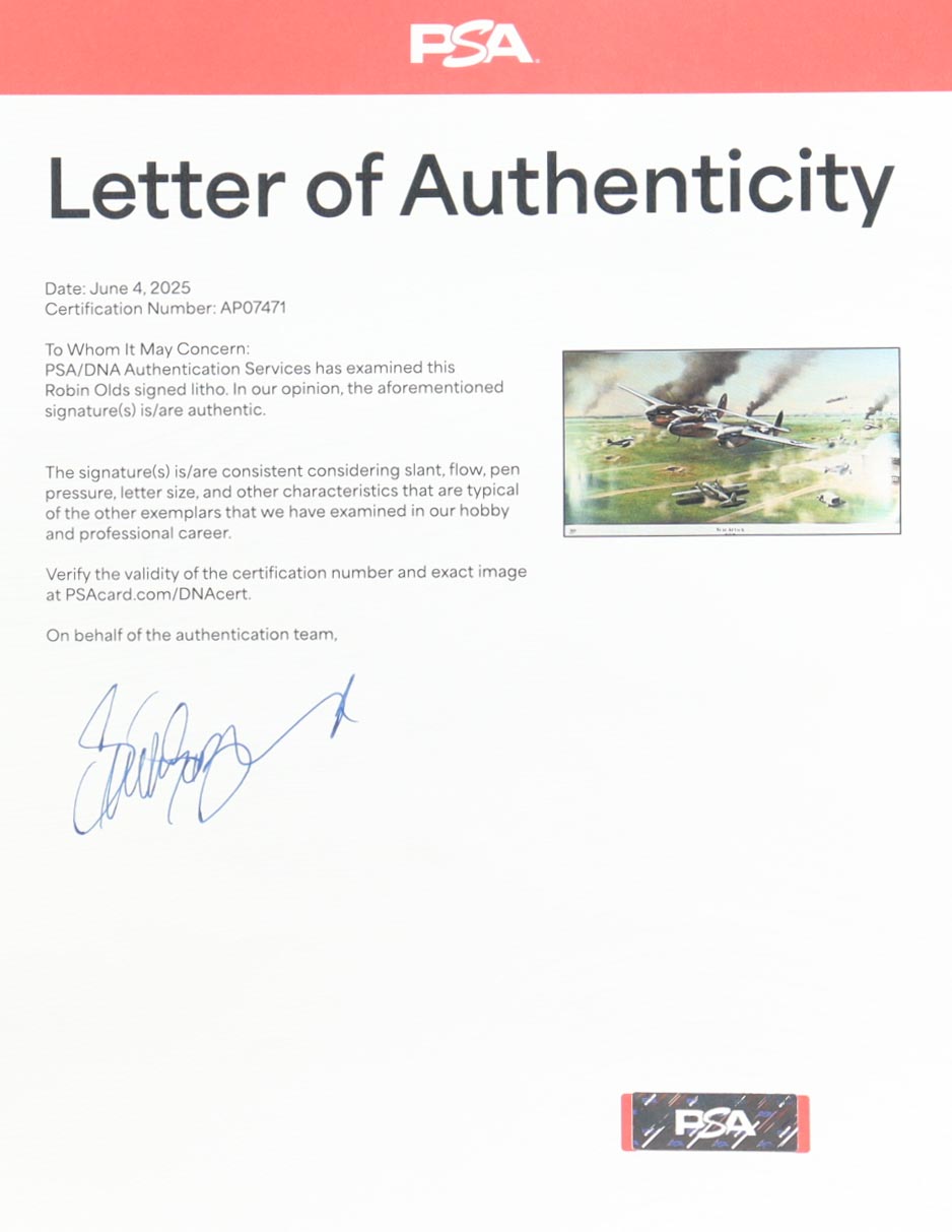 Robin Olds Signed LE "Scat Attack" Lithograph (PSA) at PristineAuction.com Robin Olds Signed LE "Scat Attack" Lithograph (PSA) at PristineAuction.com