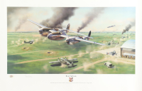 Robin Olds Signed LE "Scat Attack" Lithograph (PSA) at PristineAuction.com